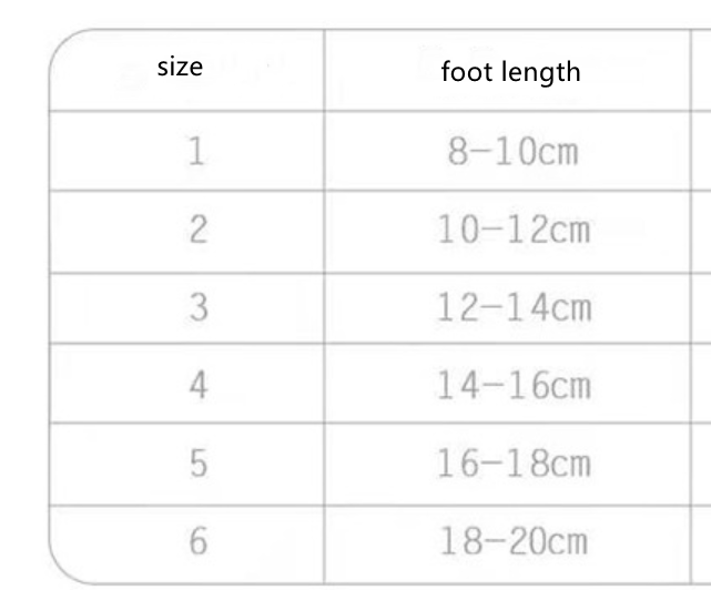 Size for Cotton summer socks for babies